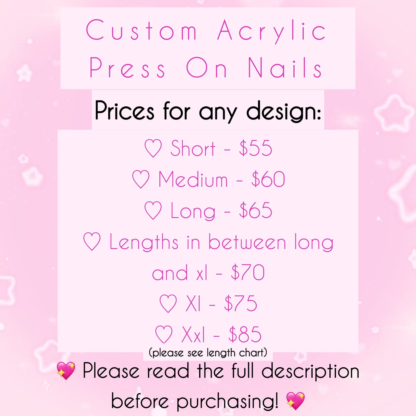 Custom Acrylic Press On Nails **PLEASE READ THE FULL DESCRIPTION**