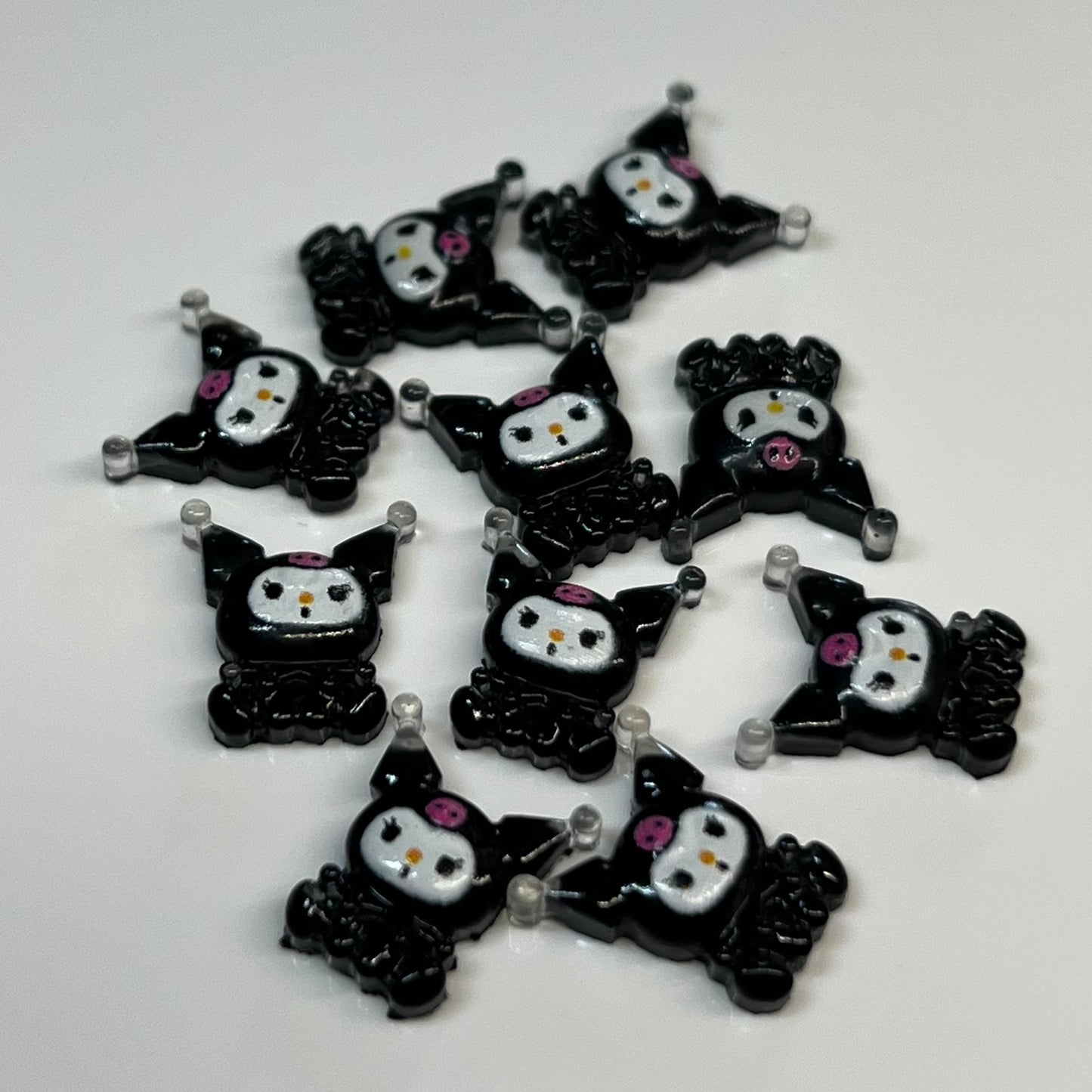 Small Black Kawaii Nail Charms (10pcs)